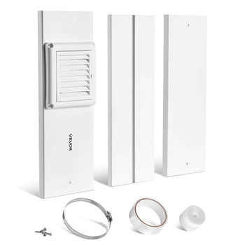 Dryer Vent Window Kit, Fits 4-Inch Exhaust Hoses, Adjustable Length for Adapts Sliding Windows of Different Heights, Sturdy PVC and PP Materials, Dual Protections & Multi-layer Sealing Design