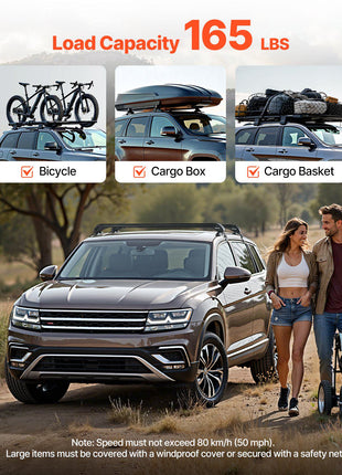 Roof Rack Cross Bars, Universal Fit for Naked Roofs Without Raised Rails/Flush Rail/Black Moldings, 165 LBS Capacity, Lockable Heavy Duty Aluminum Crossbar Racks Roof Rail Rooftop Luggage Canoe