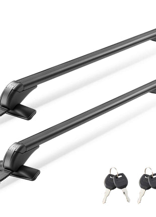 Roof Rack Cross Bars, Universal Fit for Naked Roofs Without Raised Rails/Flush Rail/Black Moldings, 165 LBS Capacity, Lockable Heavy Duty Aluminum Crossbar Racks Roof Rail Rooftop Luggage Canoe