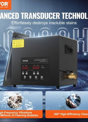 10L Ultra Sonic Cleaner, 240W Digital Ultrasonic Cleaning Machine with Gentle Mode & Upgraded Degassing, 40kHz Industrial Ultrasound Cleaner with Heater & Timer for Retainer, Jewelry, Tools