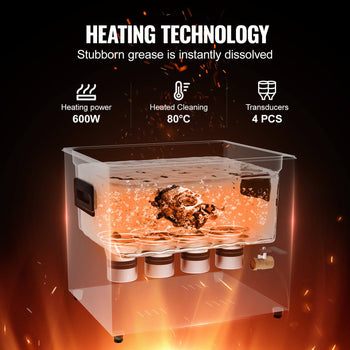 10L Ultra Sonic Cleaner, 240W Digital Ultrasonic Cleaning Machine with Gentle Mode & Upgraded Degassing, 40kHz Industrial Ultrasound Cleaner with Heater & Timer for Retainer, Jewelry, Tools