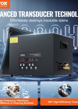 15L Ultra Sonic Cleaner, 360W Digital Ultrasonic Cleaning Machine with Gentle Mode & Upgraded Degassing, 40kHz Industrial Ultrasound Cleaner with Heater & Timer for Retainer, Jewelry, Tools