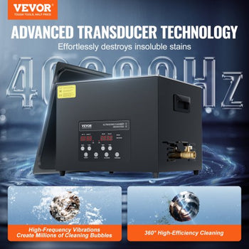 15L Ultra Sonic Cleaner, 360W Digital Ultrasonic Cleaning Machine with Gentle Mode & Upgraded Degassing, 40kHz Industrial Ultrasound Cleaner with Heater & Timer for Retainer, Jewelry, Tools
