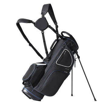 Golf Cart Bag with 14 Way Organizer Divider Top, 35” 11 Pockets Premium Cart Bag with Stand, Durable Golf Bags with Handles & Dust Cover & Detachable Dual Strap for Men & Women, Black White