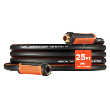 Garden Hose, 25 ft 5/8" Heavy Duty 4-Layer Rubber Water Hose, 150PSI Working & 600PSI Burst, Flexible & Non-kink Outdoor Waterhose with 3/4" Fitting, Lightweight Hoses for Gardening Cleaning