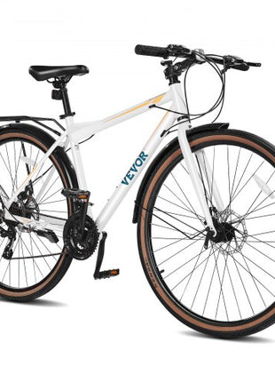 Hybrid Bike, Lightweight Aluminum Frame Bike, 700c Wheel Men Women Hybrid Bicycle, Step-Over Adult Urban City Commuter Bikes, with 24-Speed Shimano Drivetrain, Alloy Adjustable Stem, Dual Brakes