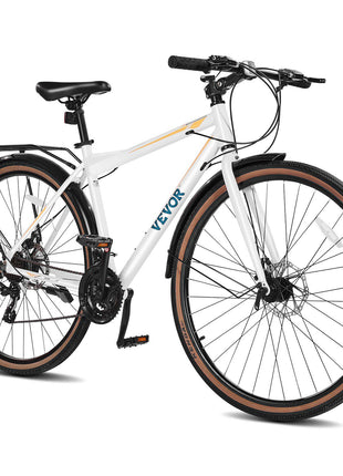 Hybrid Bike, Lightweight Aluminum Frame Bike, 700c Wheel Men Women Hybrid Bicycle, Step-Over Adult Urban City Commuter Bikes, with 24-Speed Shimano Drivetrain, Alloy Adjustable Stem, Dual Brakes