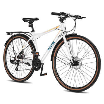 Hybrid Bike, Lightweight Aluminum Frame Bike, 700c Wheel Men Women Hybrid Bicycle, Step-Over Adult Urban City Commuter Bikes, with 24-Speed Shimano Drivetrain, Alloy Adjustable Stem, Dual Brakes
