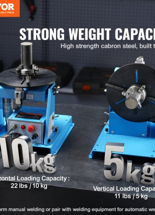 Rotary Welding Positioner 10KG, 0-90° Welding Positioning Turntable Table with 8.1 Inch 3-Jaw Lathe Chuck, 1-12 RPM 20W Portable Welder Positioning Machine for Cutting Grinding Assembly Testing