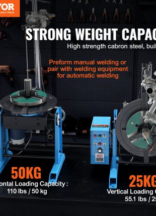 Rotary Welding Positioner 50KG, 0-90° Welding Positioning Turntable Table 0.5-6RPM 120W, with 12.4 Inch 3-Jaw Lathe Chuck & Welding Torch Stand Holder for Cutting, Grinding, Assembly, Testing