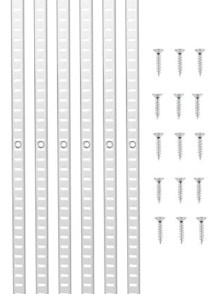 Shelf Pilaster, 72.7-inch 20 Pack, Adjustable Shelf Brackets Steel Mortise Mount Pilaster Strip Standards with 140 Screws, Suitable for Wall Shelving System Cabinet Closet Organization