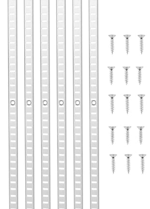 Shelf Pilaster, 72.7-inch 20 Pack, Adjustable Shelf Brackets Steel Mortise Mount Pilaster Strip Standards with 140 Screws, Suitable for Wall Shelving System Cabinet Closet Organization