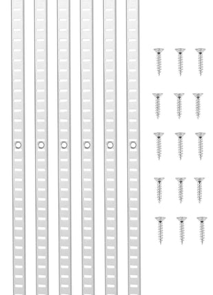 Shelf Pilaster, 36.3-inch 6 Pack, Adjustable Shelf Brackets Steel Mortise Mount Pilaster Strip Standards with 24 Screws, Suitable for Wall Shelving System Cabinet Closet Organization