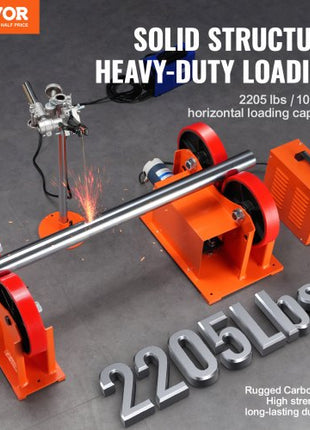 110V Turning Rolls Linkage Roller, 1000KG/2205LBS Loading Welding Turning Roll, 25-1400mm Diameter, 80-1600 mm/min Rotary Welding Positioner & Welding Torch Stand for Welding Equipment Support