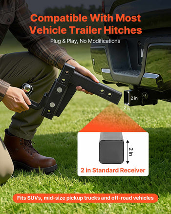 Trailer Hitch Ball Mount, Fit 2-Inch Receiver, Adjustable Trailer Hitch with 2 Inch Ball & Pin, 7500 lbs GTW, 9.5 Inch Drop, Towing Ball Mounts for RVs, Off-Road Vehicles and Trucks, Black