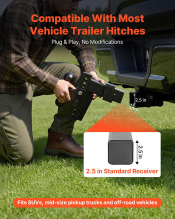 Adjustable Trailer Hitch, Fit 2.5 Inch Receiver, Trailer Hitch Mount with 2 Inch & 2-5/16 Inch Balls, 28000 lbs GTW, 6 Inch Drop, Towing Ball Mounts for RVs, Off-Road Vehicles and Trucks, Black