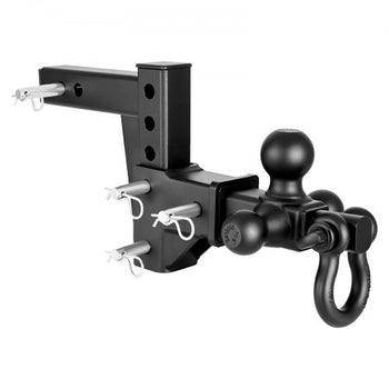 Trailer Hitch Tri Ball Mount with D Shackle, Fit 2 Inch Receiver, 1-7/8 Inch, 2 Inch and 2-5/16 Inch Balls, 10000 lbs GTW, 6 Inch Drop, Towing Hitch for RVs, Off-Road Vehicles and Trucks