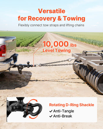 Trailer Hitch Tri Ball Mount with D Shackle, Fit 2 Inch Receiver, 1-7/8 Inch, 2 Inch and 2-5/16 Inch Balls, 10000 lbs GTW, 6 Inch Drop, Towing Hitch for RVs, Off-Road Vehicles and Trucks