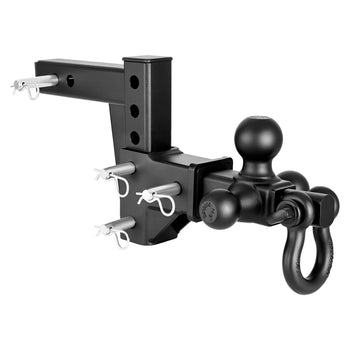 Trailer Hitch Tri Ball Mount with D Shackle, Fit 2 Inch Receiver, 1-7/8 Inch, 2 Inch and 2-5/16 Inch Balls, 10000 lbs GTW, 6 Inch Drop, Towing Hitch for RVs, Off-Road Vehicles and Trucks