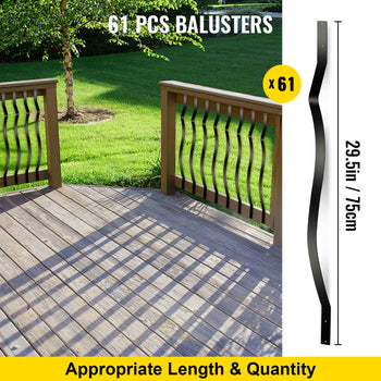 Deck Balusters, 61 Pack Metal Deck Spindles, 29.5\"x1\" Staircase Baluster with Screws, Aluminum Alloy Deck Railing for Wood and Composite Deck, Stylish Baluster for Outdoor Stair Deck Porch