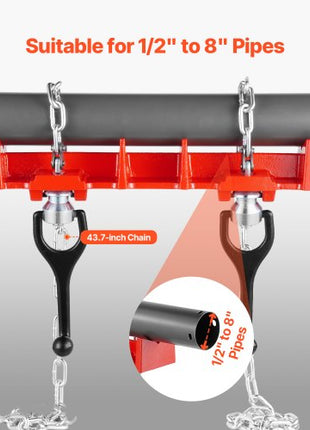 Pipe Welding Vise, 1/2" to 8" Pipe Welding Clamp with Dual Chains & Crank Handles, Heavy-Duty Cast Iron Welding Vise for a Variety of Pipes