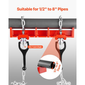 Pipe Welding Vise, 1/2" to 8" Pipe Welding Clamp with Dual Chains & Crank Handles, Heavy-Duty Cast Iron Welding Vise for a Variety of Pipes