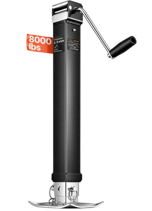 Trailer Jack, 8000 lbs Dynamic Load Capacity, Weld-on Pipe-Mount Swivel Trailer Jack with Ergonomic Handle, 15-inch Vertical Travel, Suitable for RV, Horse, Utility, Camping and Yacht Trailers