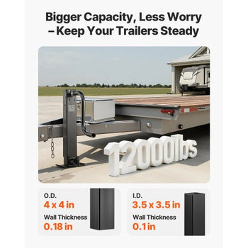 Heavy-Duty Trailer Jack, 12,000 lbs Load Capacity, Sidewind Square Direct Weld-on Trailer Jack with Handle Crank, Adjustable Drop Leg, 26-Inch Travel for Lifting RV, Utility, Yacht Trailers