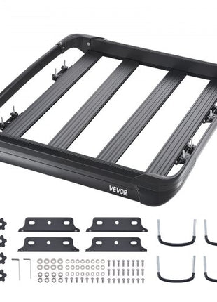 Roof Rack Cargo Carrier, 48 x 40 x 5.6 in, Universal Rooftop Cargo Basket, Car Top Luggage Holder with 150 lbs Max Load Capacity, 4.1 in Fence, Anti-Rust Alloy Steel, Wind Fairing, for SUV Car