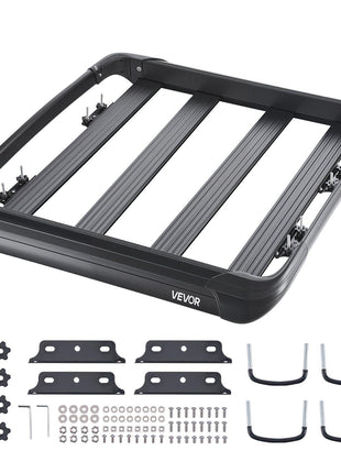 Roof Rack Cargo Carrier, 48 x 40 x 5.6 in, Universal Rooftop Cargo Basket, Car Top Luggage Holder with 150 lbs Max Load Capacity, 4.1 in Fence, Anti-Rust Alloy Steel, Wind Fairing, for SUV Car