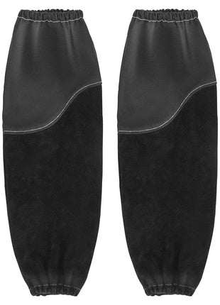 Flame Resistant Welding Work Sleeves, Heavy Duty Cowhide Leather & FR Cotton Arm Protection Sleeves for Men Women - with Elastic Cuffs for Welding, Blacksmithing, Woodworking