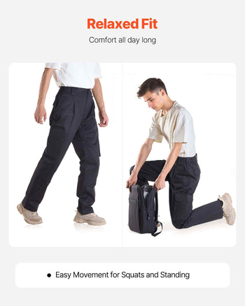 FR Pants for Men, 9 oz 100% Cotton, Flame-Resistant Cargo Pants with Multi-Pockets and Elastic Waist, Reinforced Tear-proof Stitching, Ideal for Welding Work and Casual Wear, XXL Size, Black
