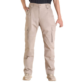 FR Pants for Men, 9 oz 100% Cotton, Flame-Resistant Cargo Pants with Multi-Pockets and Elastic Waist, Reinforced Tear-proof Stitching, Ideal for Welding Work and Casual Wear, XXL Size, Khaki