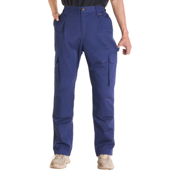 FR Pants for Men, 9 oz 100% Cotton, Flame-Resistant Cargo Pants with Multi-Pockets and Elastic Waist, Reinforced Tear-proof Stitching, Ideal for Welding Work and Casual Wear, M Size, Dark Blue
