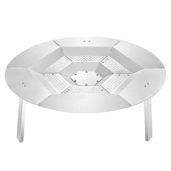 Fire Pit Heat Deflector for Solo Stove Yukon, 27 inch Bonfire Round for Wood Burning Fire Pit, 304 Stainless Steel Heat Diffuser, Detachable Burner Cover Camping Accessories