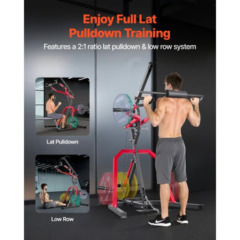 Home Gym Equipment, Leverage Gym with 2:1 Ratio LAT Low Row System, Strength Training Machine for Squats Deadlifts Bench Press Bicep Curls, Home Gym Machine, Adjustable Full Body Workout Station