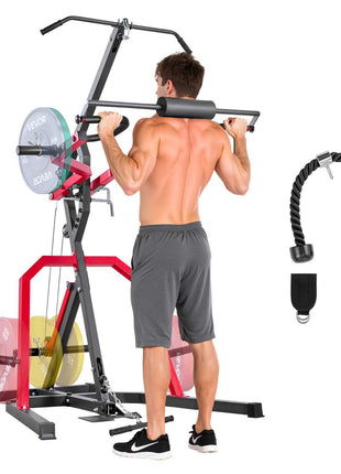 Home Gym Equipment, Leverage Gym with 2:1 Ratio LAT Low Row System, Strength Training Machine for Squats Deadlifts Bench Press Bicep Curls, Home Gym Machine, Adjustable Full Body Workout Station