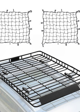 Roof Rack Basket, 64 x 50 x 4.1 in, Universal Rooftop Cargo Carrier with Two 35.4 x 39.4 in Cargo Net,150 lbs Max Car Top Luggage Holder, 4.1 in Fence, Anti-Rust Alloy Steel, for SUV Truck Car
