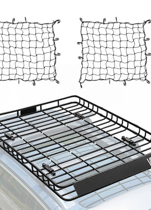 Roof Rack Basket, 64 x 50 x 4.1 in, Universal Rooftop Cargo Carrier with Two 35.4 x 39.4 in Cargo Net,150 lbs Max Car Top Luggage Holder, 4.1 in Fence, Anti-Rust Alloy Steel, for SUV Truck Car