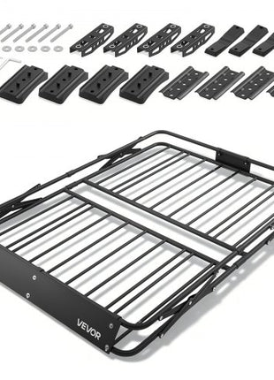 Roof Rack Cargo Basket, 46 x 36 x 4 in, Heavy Duty Roof Top Carrier Basket with Folding Design, 200 lbs Capacity, All-Weather Easy-Install Car Top Luggage Holder, Universal Fit for SUV Truck Car