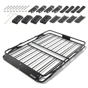 Roof Rack Cargo Basket, 46 x 36 x 4 in, Heavy Duty Roof Top Carrier Basket with Folding Design, 200 lbs Capacity, All-Weather Easy-Install Car Top Luggage Holder, Universal Fit for SUV Truck Car