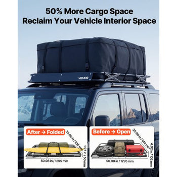 Roof Rack Cargo Basket, 51 x 36 x 4 in, Heavy Duty Roof Top Carrier Basket with Folding Design, 200 lbs Capacity, All-Weather Easy-Install Car Top Luggage Holder, Universal Fit for SUV Truck Car