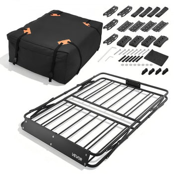 Roof Rack Cargo Basket, 51 x 36 x 4 in, Heavy Duty Roof Top Carrier Basket with Folding Design, 200 lbs Capacity, All-Weather Easy-Install Car Top Luggage Holder, Universal Fit for SUV Truck Car