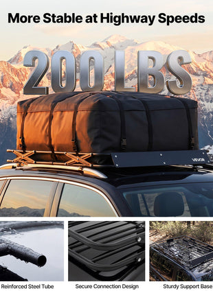 Roof Rack Cargo Basket, 51 x 36 x 4 in, Heavy Duty Roof Top Carrier Basket with Folding Design, 200 lbs Capacity, All-Weather Easy-Install Car Top Luggage Holder, Universal Fit for SUV Truck Car