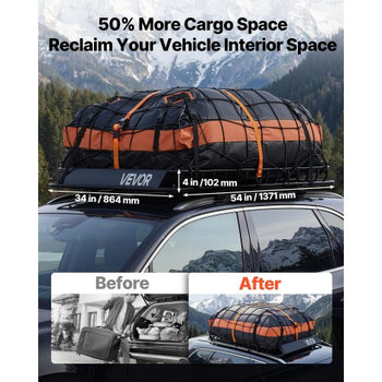 Roof Rack Cargo Basket, 54 x 34 x 4 in, Heavy Duty Roof Top Carrier Basket with Waterproof Bag, Cargo Net, Ratchet Straps, 200 lbs Capacity, Universal Car Top Luggage Holder, for SUV Truck Car