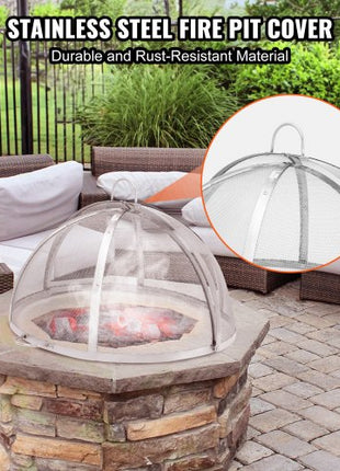 Firepit Spark Screen Lid, 36" Diameter, Outdoor Firepit Ring Cover Round Accessories, Fire Pit Metal Cover, Easy-Opening Stainless Steel Fire Ring Covers for Outdoor Patio Fire Pits Backyard