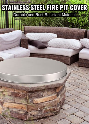 Fire Pit Cover Lid, 27" Portable Firepit Spark Screen,Stainless Steel Steel Metal Cover, Easy-Opening Outdoor Wood Burning and Camping Stove Accessory, for Outdoor Patio Fire Pits Backyard