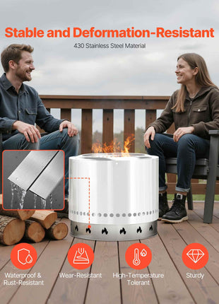 Fire Pit Stand for Solo Stove Bonfire,27 Inch Smokeless Fire Pit Ring,Stainless Steel Fireplace Stove Ranger Support Frame Accessory, Portable Outdoor Camping Holder Tools for Fireplace