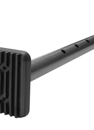 Black heavy-duty steel pole with textured square rubber base, designed for stability and durability in outdoor use.
