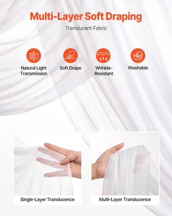 Artificial Wedding Arch Flowers Kit, White Wedding Arch Flowers with Drapes Kit (Pack of 3) - 2 Pcs Floral Arrangement, 1 Pcs Sheer Drapes, for Ceremony Bouquets Reception Backdrop Decoration